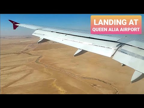 Royal Jordanian aircraft landing at Queen Alia Intl Airport in Amman