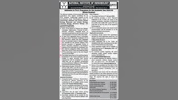 phd notification with out net from national instistute of immunology ,for all msc streams #chemistry
