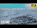 Blue Mountains, the biggest skiing resort in Iceland is only 36 km east of last eruption. 4K Drone