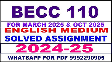becc 110 solved assignment 2024-25 | becc 110 solved assignment in english 2025 | becc 110 2024-25