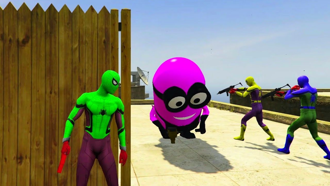 Gta 5 green spiderman vs minions funny Ragdoll ep.76
