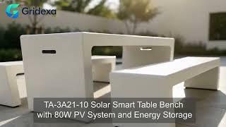 TA-3A21-10 Solar Smart Table Bench | 80W Solar Charging Bench with LiFePO4 Battery