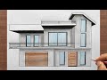 How to draw a house in onepoint perspective step by step