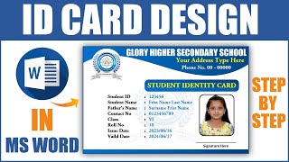 Identity Card Design in Ms Word || How to Make Student Id Card Design in Ms Word Hindi Tutorial