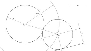 How to draw a Circle knowing its Radius Tangent to a given Line and a given Circle