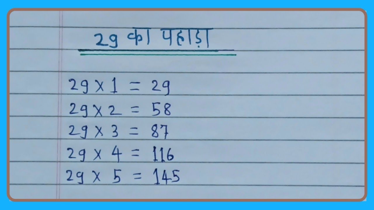 29 का पहाड़ा Table of 29 in Hindi - YouTube