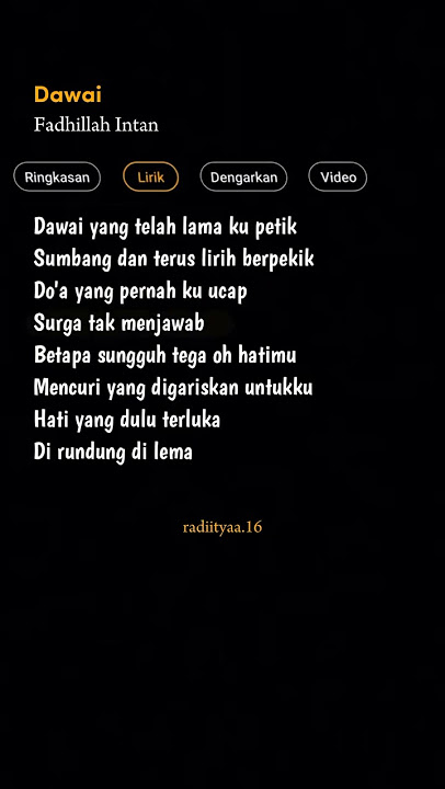 dawai - fadhilah intan | lirik lagu dawai #dawai #fadhilahintan #liriklagu #shorts