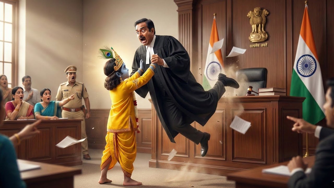 अदालत में हड़कंप - बाल कृष्ण ने भरी अदालत में जज को उठा के पटका | Yashomati Maiyaa Ke Nandlala