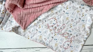 Hand-Embroidered Baby Blanket Tutorial- How to Chain Stitch and Make a Flannel and Minky Blanket