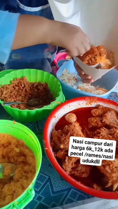 wanita||hebat jualan nasi campur super murah lauk nya juga komplit#idejualan #inspirasi #shorts