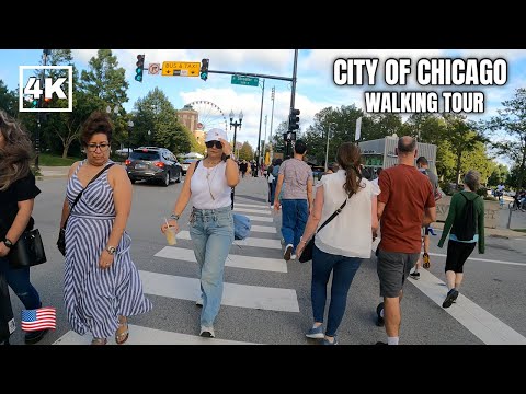 🚶🏿CHICAGO🇺🇸 Saturday Walking Tour - Illinois Street, Summer 2023 [4K 60fps]