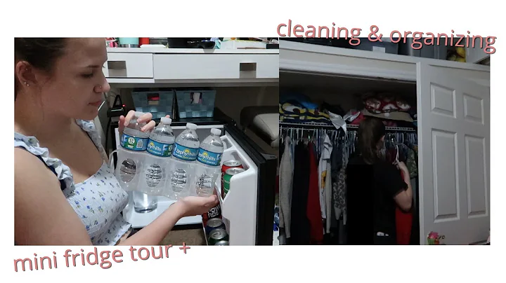 cleaning and organizing my room + a mini fridge tour | decluttering, restocking my fridge, and more!