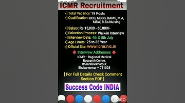 ICMR Recruitment 2022 | ICMR Notification 2022