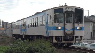 【4K】水島臨海鉄道　普通列車MRT300形気動車　MRT301+MRT302　球場前駅到着