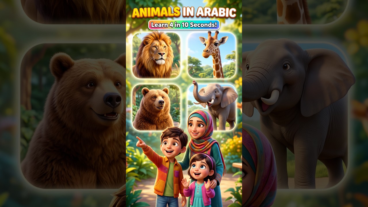 Learn 4 Animal Names in Arabic | A Fun Zoo Adventure