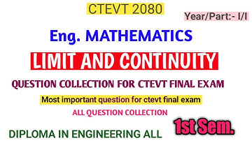 Limit and continuity#short question collection#mathematics#ctevt firstyear firstsemester#n2tutorial