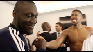 ANTHONY JOSHUA & STORMZY DISCUSS WHYTE KO, RING INVASION & NO HAND SHAKES  *EXCLUSIVE FOOTAGE*