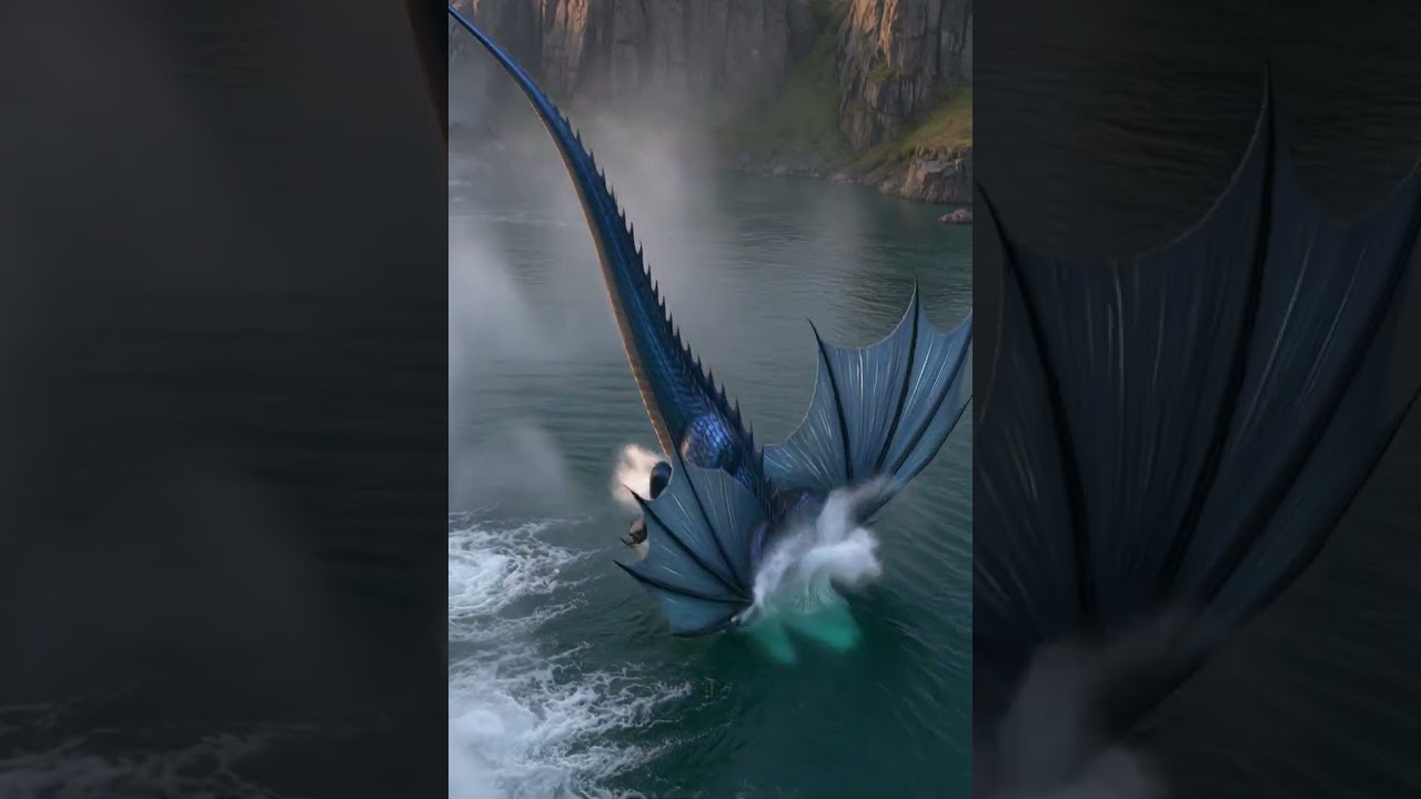 Would you go swimming with a dragon? #aianimation #dragons