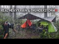 Not Solo Camping • Camping in Real Heavy Rain, Rainstorm and Thunderstorm • Relaxing Sound of Rain