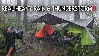 ⚡NOT SOLO CAMPING • THE MOST TERRIBLE HEAVY RAIN WITH THUNDERSTORM WE HAVE EVER ENCOUNTERED‼