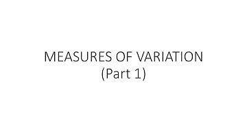 Measures of Variation - Part 1