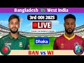 Bangladesh Vs West Indies 3rd ODI Match | Live Cricket Score &amp; Commentary | BAN vs WI Live