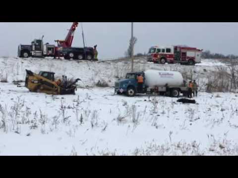 Propane truck rollover - YouTube