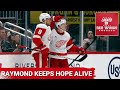 Lucas raymonds hattrick keeps detroit red wings playoff hopes alive
