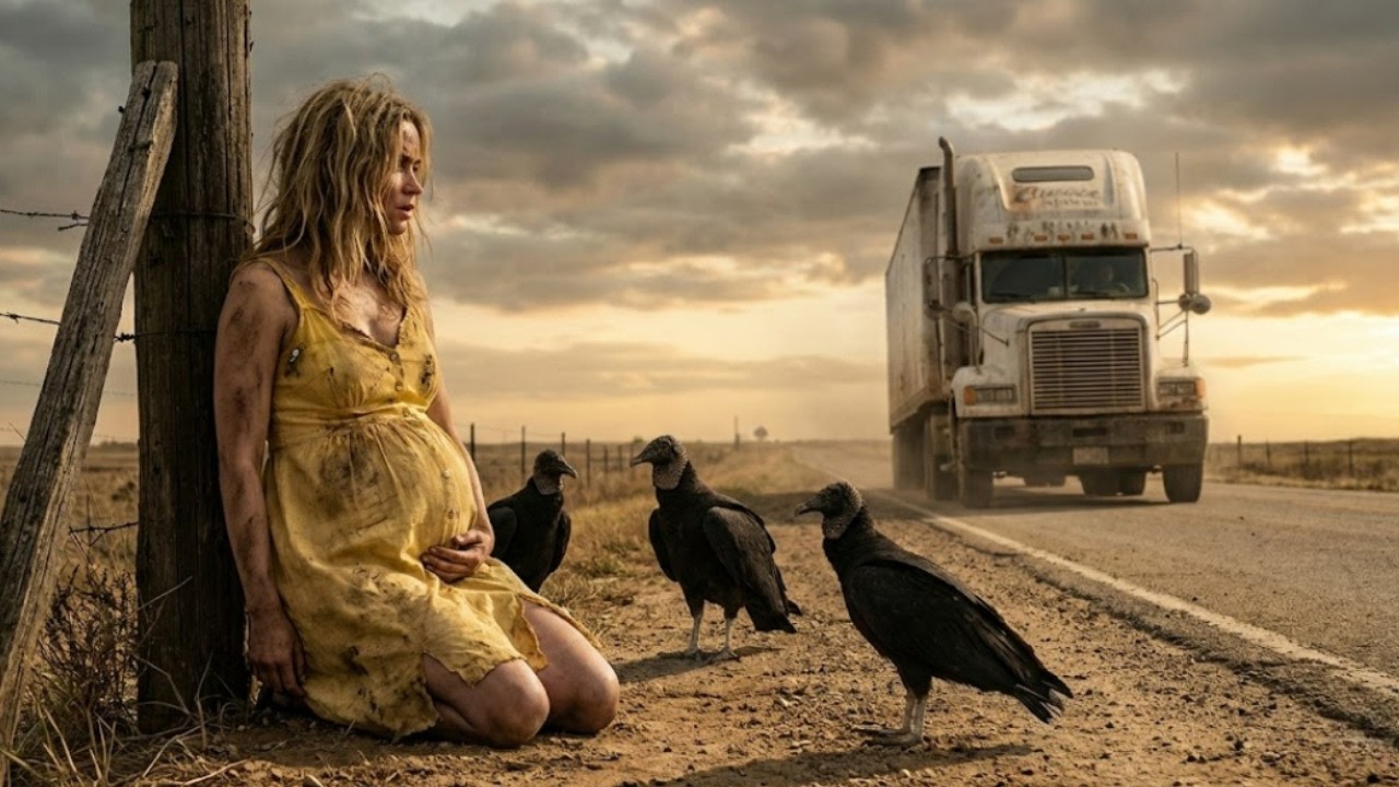 Дальнобойщик увидел беременную, почти рожавшую, пока вокруг ждали стервятники… его поступок спас две