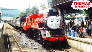 KERETA API THOMAS RED MENUNGGU PENUMPANG NAIK. LAGU ANAK NAIK KERETA API TUT TUT TUT