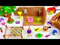 Diy how to make polymer clay miniature village house washroom set kitchen set tree charpai