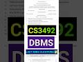 CS3492- DBMS Last Mins Questions✅#cs3492 #dbms #database #management #db #regulation2021#engineering