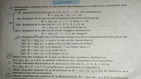 EX 1.1 Q1 TO Q5 SOLUTIONS OF RELATIONS AND FUNCTIONS NCERT CHAPTER 1 CLASS 12th(PART1)
