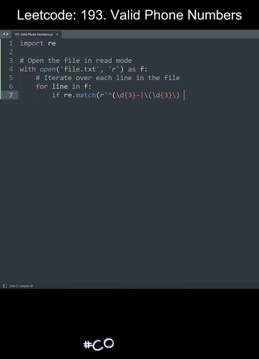 Leetcode 193. Valid Phone Numbers in Python | Python Leetcode | Python ...
