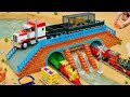DIY Mini Truck Builds Brick &amp; Metal Railing Bridge | Fun Construction Science Project #4