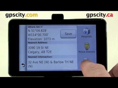 The Where am I screen on the Garmin nuvi 3790 with GPS City