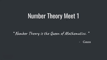 Number Theory Meet 1