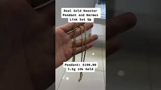 Real Gold Rooster Pendant & Hermes Link Set by Ijaz Jewelers