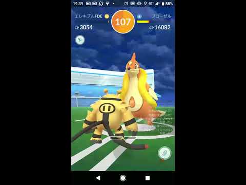 【ポケモンGO】ソロレイド修行 vsフローゼル(水鉄砲・アクアジェット 、晴) でんきタイプ２体で勝利