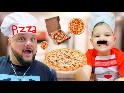 PIZZA PARTY With CALEB and DAD! 🍕Learning To Cook Pepperoni Pizza at the CALeB's BEST RESTAURANT!