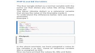 Single dollar  & double dollar variables in PHP