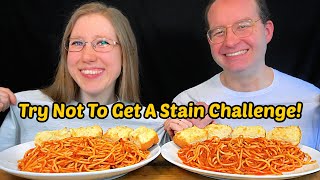 TRY NOT TO GET A STAIN (SPAGHETTI) MUKBANG CHALLENGE!