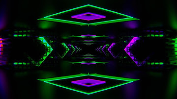 🌌 4K Screensaver | Green & Purple Neon Sci-Fi Corridor with Glowing Rhombuses – VJ Loop (No Audio) 💠