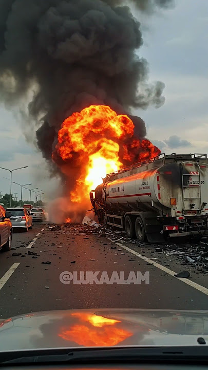 Detik Detik Mencekam! Truk Terbakar di Tengah Jalan, Api Berkobar Hebat!!!
