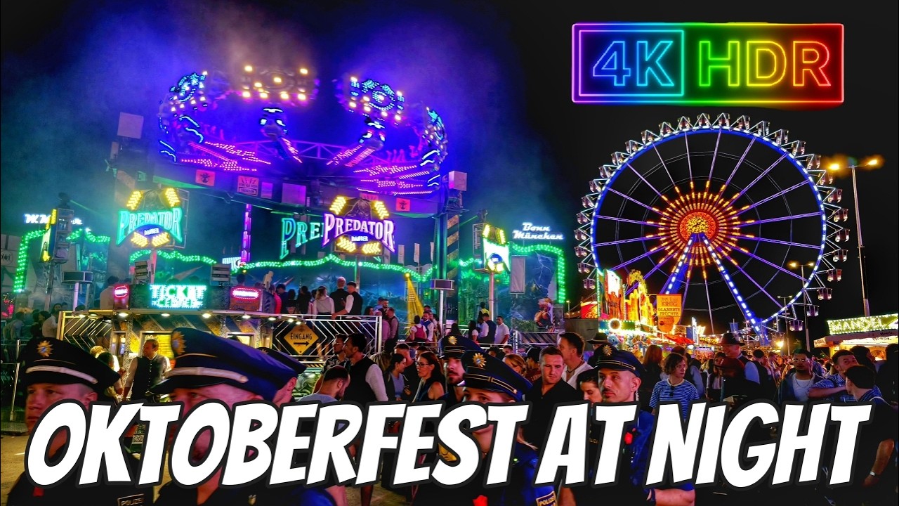 MUNICH OKTOBERFEST 2025 NIGHT WALK - The Most Colorful Tour - Wiesn 2025 - 4K HDR 60fps