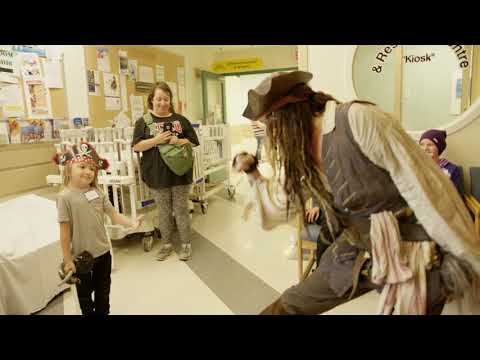 Johnny Depp as “Captain Jack Sparrow” sails into Vancouver to visit patients at BCCH