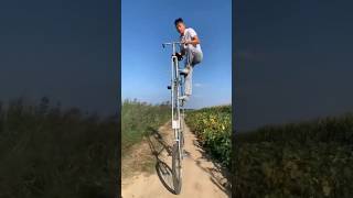 Climbing A Giraffe Bike? More Like A Wobbling Disaster #Shorts #Bicycle