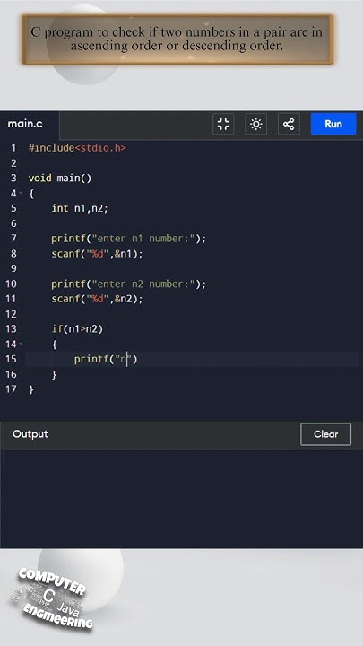 C program to check if two numbers in a pair are in ascending order or ...