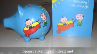 Spaarvarken Beschilderd Met Geboortekaartje