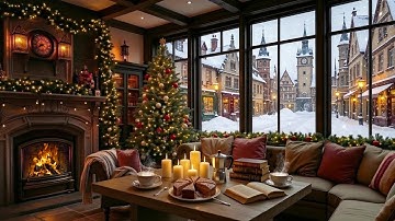 Smooth Christmas Jazz Music 🎄 Relaxing Piano Music with Snowfall & Fireplace for Relax, Focus